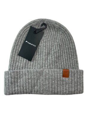 Fabletics Supersoft Cashmere Blend Beanie Classic Grey Heather OS Warm Ribbed Kn